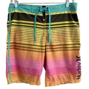 Hurley Phantom Multicolor Swim Trunks Mens Size 32 Unlined Board Shorts